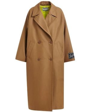 Essentiel Antwerp Logo-Patch Double-Breasted Coat - Natural