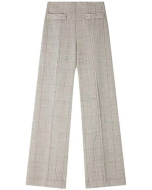 Sandro Wide-Leg Checked Wool Trousers - Grey