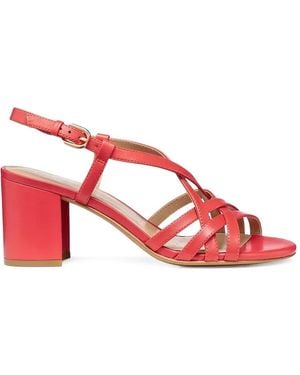 Geox Virnilisa Strappy Block-Heel Sandals - Red
