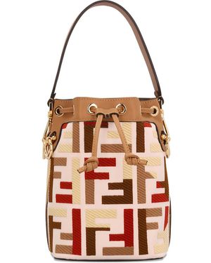Fendi Mini Mon Tresor Ff-Motif Bucket Bag - White