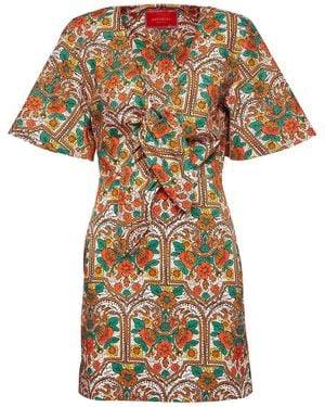 La DoubleJ Peek-A-Boo Floral-Print Short Dress - Natural