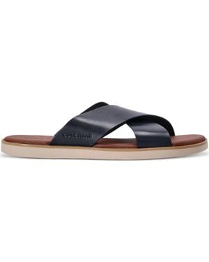 Cole Haan Cross-Strap Leather Sandals - Blue