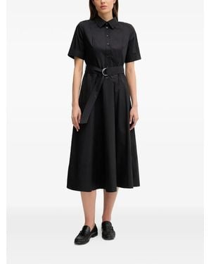 DKNY Belted Short-Sleeve Midi Dress - Black