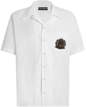 Dolce & Gabbana Logo-Patch Short-Sleeve Shirt - White
