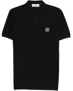 Stone Island Short-Sleeve Patch Polo Shirt - Black