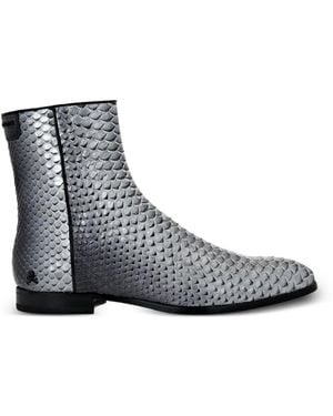 Philipp Plein Botas Con Estampado De Piel De Pitón - Gris
