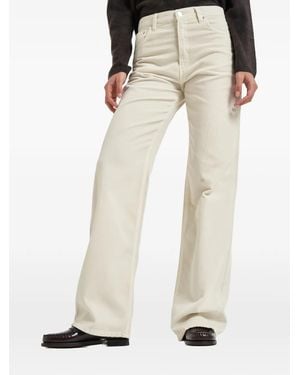 Haikure Korea Corduroy Flared Trousers - White