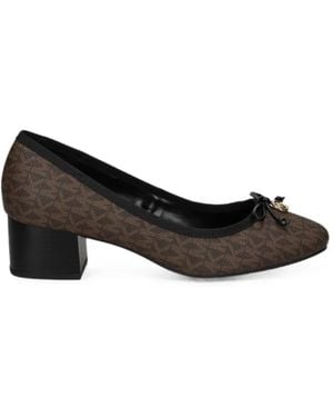 MICHAEL Michael Kors Logo-Print Bow-Detail Court Shoes - Black