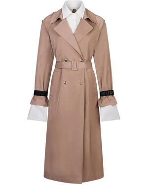 Liu Jo Long Trench Coat With Belt - Natural