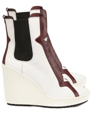 Hogan Lace-Up Wedge Boots - White
