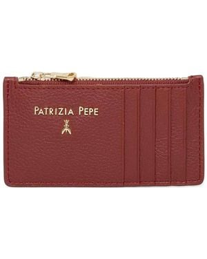 Patrizia Pepe Logo-Lettering Leather Card Holder - Red