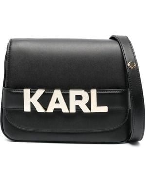 KARL LAGERFELD K/Letters Logo-Plaque Crossbody Bag - Black