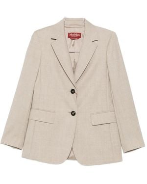 Max Mara Single-Breasted Notched-Lapel Blazer - White