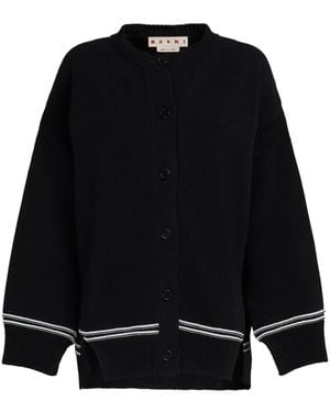 Marni ロゴインターシャ カーディガン - ブラック