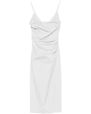 Patrizia Pepe Midi Bustier Poplin Dress - White