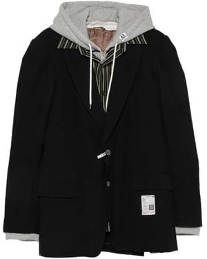 Maison Mihara Yasuhiro Layered-Design Hoodie-Detail Jacket - Black