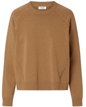 Liu Jo Boxy Jumper With Braided Details - Natural