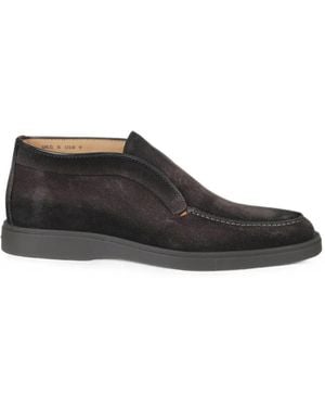 Santoni Dragon Calf Suede Desert Boots - Black