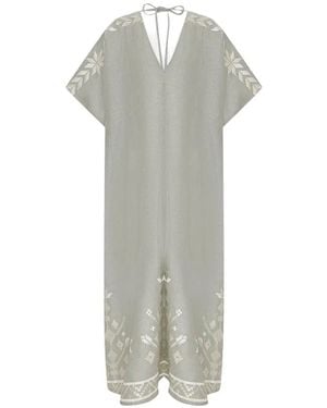 Greek Archaic Kori V-Neck Midi Dress - White