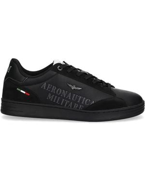 Aeronautica Militare Lace-Up Suede Trainers - Black