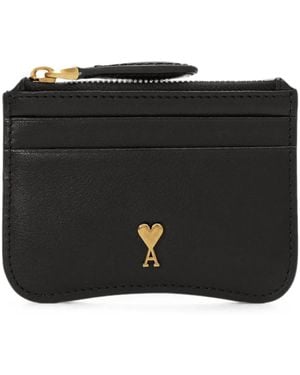 Ami Paris Paris Paris Zipped Cowhide-Leather Card Holder - Black