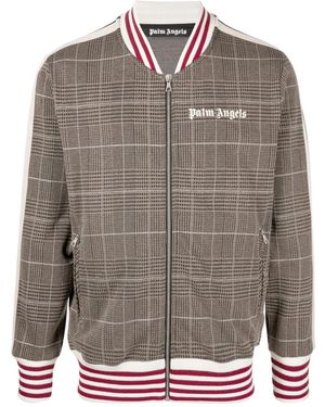 Palm Angels Checked Bomber Jacket - Grey