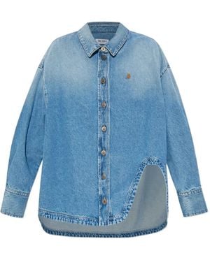 The Attico Asymmetric-Hem Denim Shirt - Blue