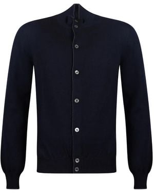 Gran Sasso High-Neck Button Cardigan - Blue