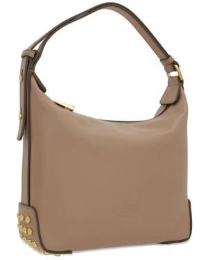 Tod's Logo-Embossed Studded Tote Bag - Brown