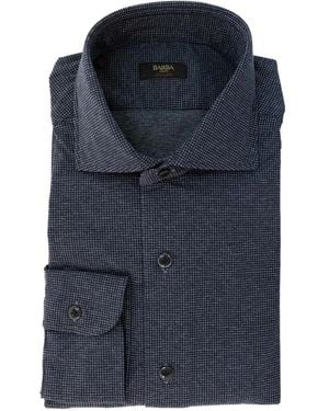Barba Napoli Micro-Dotted Button-Down Shirt - Blue