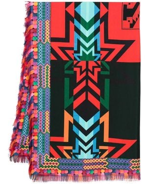 Pierre Louis Mascia Geometric-Pattern Fringed Scarf - Red