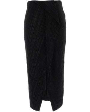 Calvin Klein Plissé-Effect Draped Midi Skirt - Black