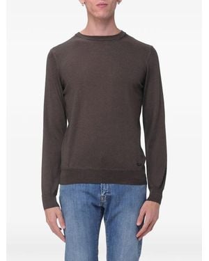 Brooksfield Button-Fastening Shawl-Collar Sweater - Gray