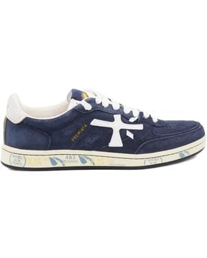 Premiata Basket Clay 7708 Suede Lace-up Sneakers - ブルー