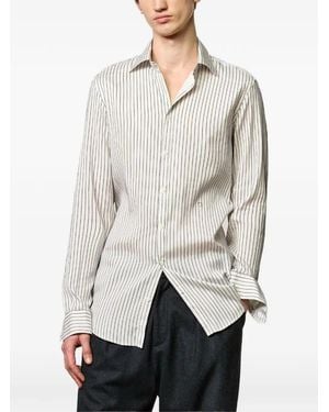 Massimo Alba Genova Vertical-Stripe Shirt - Grey