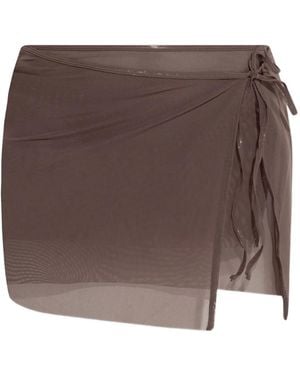 Bondeye Side-Tie Mesh Skirt - Brown