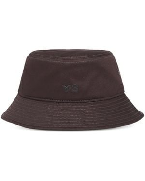 Y-3 Logo-Embroidered Bucket Hat - Brown
