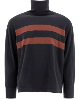 RRL Turtleneck Stripe Cotton Sweatshirt - Blue