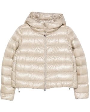 Herno Hooded Quilted Zip-Up Jacket - Natural