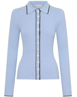 Anna Quan Ashlen Ribbed-Knit Top - Blue