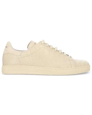 Tom Ford Sneakers Met Krokodillen-Reliëf - Naturel
