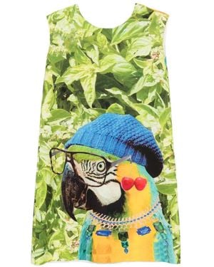 The Artistylist Parrot-Print Sleeveless Mini Dress - Green