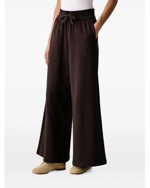 ARMANI EXCHANGE Logo-Embroidered Wide-Leg Track Trousers - Black