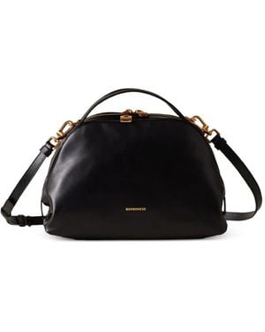 Borbonese Petit Sac À Main Bowler À Zip Incurvé - Noir