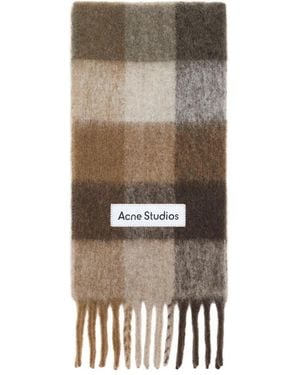 Acne Studios Checked Fringed Scarf - Brown