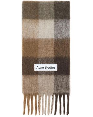 Acne Studios Checked Fringed Scarf - Brown