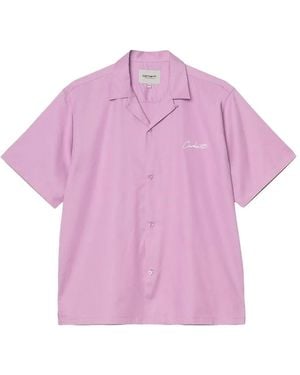 Carhartt Embroidered-Logo Short-Sleeve Shirt - Pink