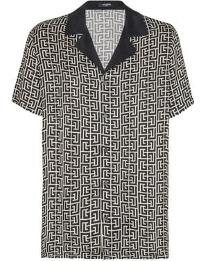 Balmain Shirt With Monogrammed Print - Black