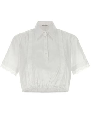 Ermanno Scervino Lace-Insert Cropped Shirt - White