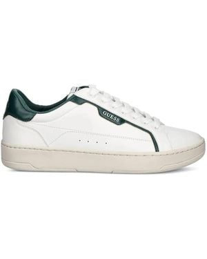 Guess Panelled Leather Trainers - Brown
